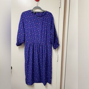 Vintage purple print silk polyester dress